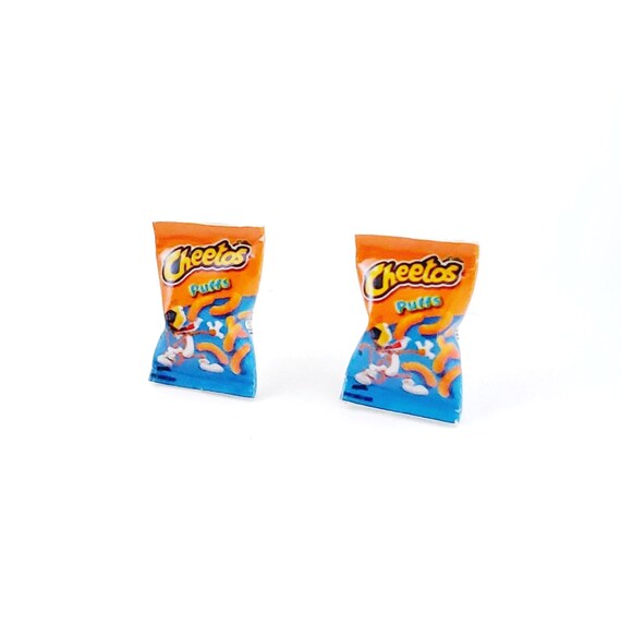Miniature Cheetos Puff Earrings, Miniature Food Jewelry, Junk Food