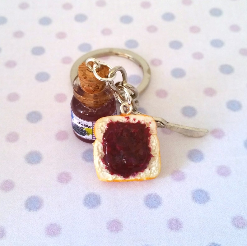 Miniature Cute Grape Jelly With Bread and Knife Keychain Set Etsy