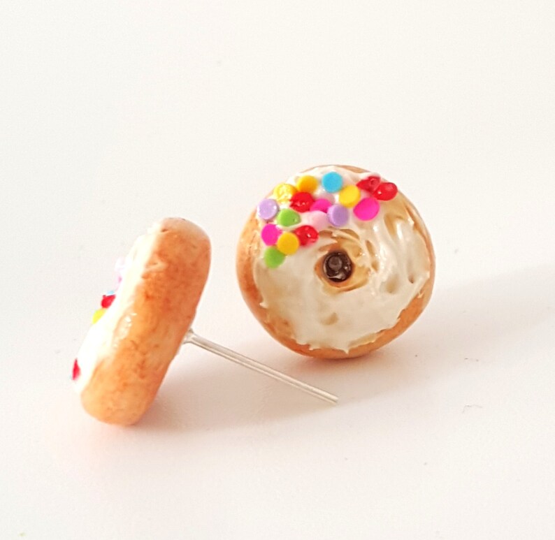 Miniature Rainbow Sprinkles Cream Donut Earrings Etsy