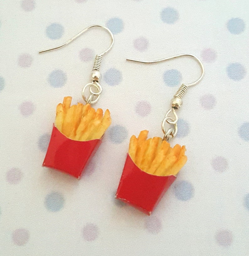 Miniature French Fries Earring with Silver Plated or Sterling Silver your choice image 3