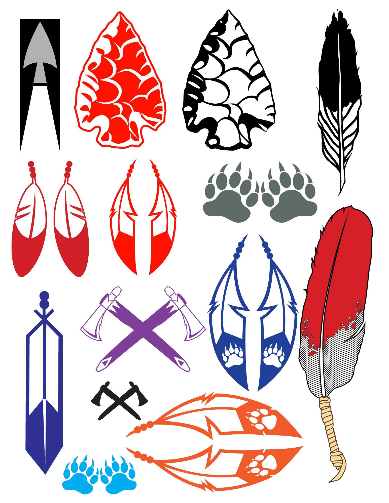 Native American Vector Art Bundle Feather Vector Arrowhead | Etsy