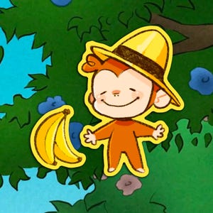 Curious George Sticker PBSKIDS Sticker Set 3 Inch Holographic Stickers