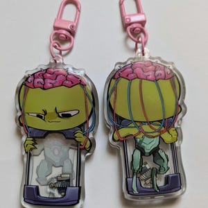 Absolute Supervillian Brainiac Evil Shaker Chibi Acrylic Epoxy Keychain 3&quot; Inch with Sticker