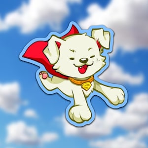 Superhero Dog Chibi Holographic Water Resistent Vinyl Sticker 3&quot; Inch Dog