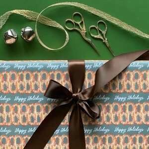 Happy Holidays Philadelphia Pretzel Wrapping Paper / Philadelphia wrapping paper / food wrapping paper / Christmas Pretzel