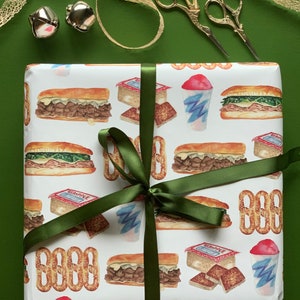 Philly Food Favs Wrapping Paper / Philadelphia wrapping paper / food wrapping paper