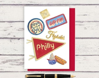 Philly Baseball Fan Inspired 5x7 Watercolor Greeting Card/ A7 Greeting Card / Philly Card / Baseball Card / Philly Stationery/ Philly Gift