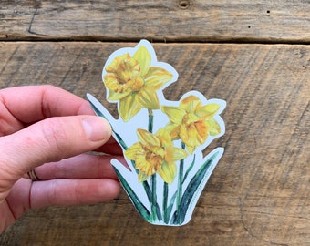 Narzisse Blumen Vinyl Aufkleber / März Geburtstag / gelbe Blume Aufkleber