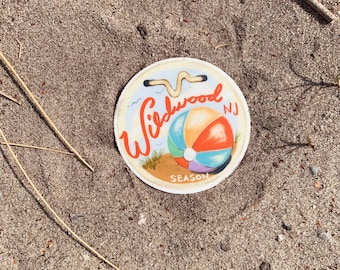 Wildwood, NJ Beach Tag Aufkleber / künstlerisch Strand Aufkleber / Vinyl Strandaufkleber / New Jersey Aufkleber / New Jersey Geschenk