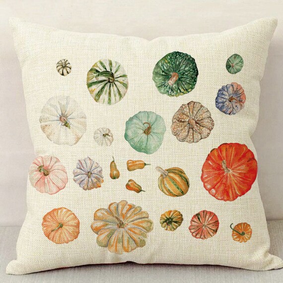 Rainbow Pumpkin Pillow / Harvest Decor / Fall Decor / Home Decor / Pumpkins Watercolor Pillow Cover / Fall Pillow / Farmhouse