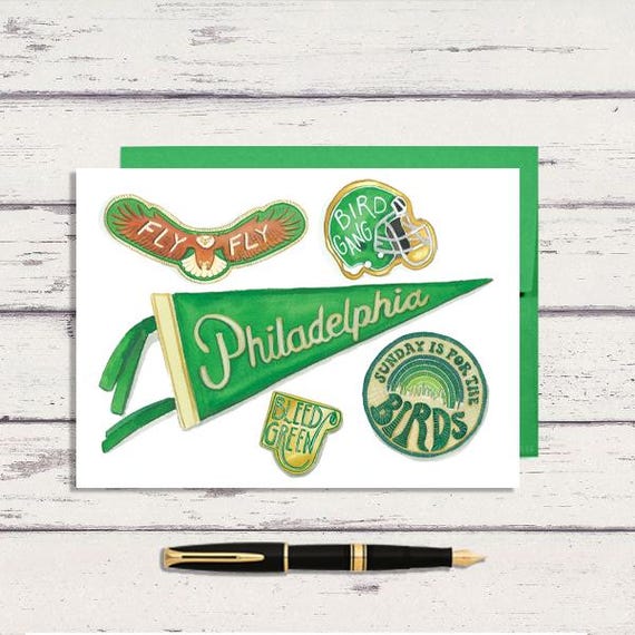Philly Football Fan 5x7 Watercolor Greeting Card/ A7 Greeting Card / Philly Card / Football Card / Philly Stationery/ Philly Gift