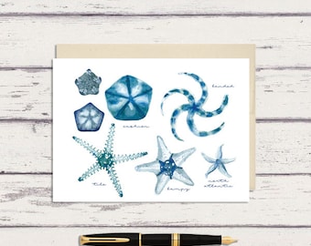 Série étoiles de mer #2 / 5 x 7 cartes de voeux aquarelle / carte de voeux aquarelle A7 / carte de voeux de plage / cartes étoiles de mer