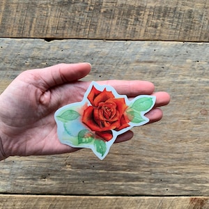 Rose Flower Vinyl Sticker / June Birthday / Red Rose Flower Sticker