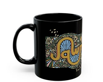 Taza de cerámica negra Philly Jawn Mosaic de 11 oz