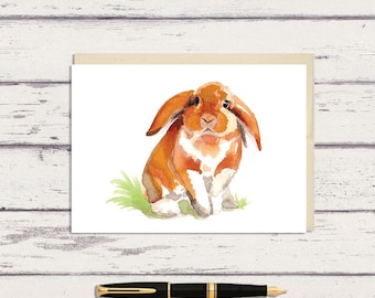 Orange Bunny Rabbit 5 x 7 Watercolor Greeting Card/ A7 Greeting Card / Watercolor Bunny / Bunny Card / Easter Card / woodland animal