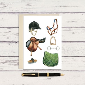 Etasterian Essentials 5 x 7 Aquarell Grußkarte/ A7 Aquarell Grußkarte / Pferdekarte / Bauernhof Grußkarte / Reitkarte