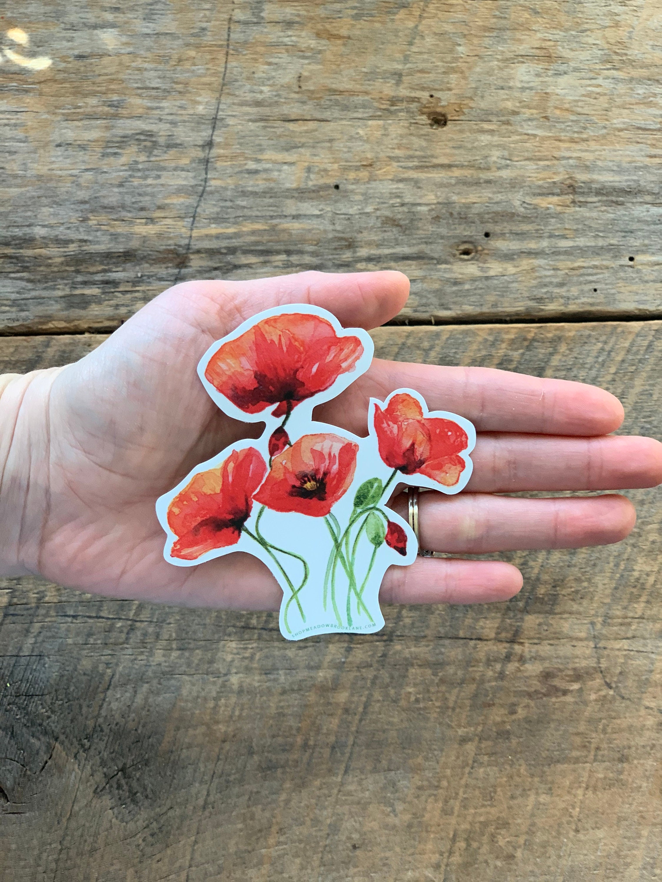 Poppy Flower Vinyl Sticker / Wildflower / Poppy Flower Sticker - Etsy