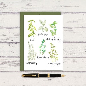 5x7 Herb Serien Aquarell Grußkarten/ A7Karte / Kräuter Kunst / Aquarell Kräuter / Aquarell Pflanzen / gepresste Kräuter / Geschenk für Mutter