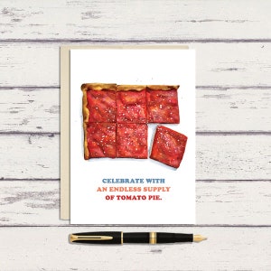 Cartão de felicitações de aniversário de torta de tomate 5x7 da Filadélfia/cartão A7/comida da Filadélfia