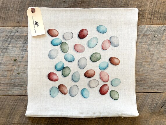 Chicken Egg Watercolor Linen Pillow Cover / Easter Decor / Farmhouse pillow / Home Decor / Decorative Pillow / Farm Egg Pillow / Rustic