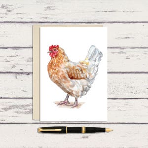 Farm Chicken 5 x 7 Watercolor Greeting Card/ A7 Card / Farmhouse Art / Blank Card /  Chicken Art / Spring Chicken / Farmhouse Chicken