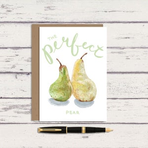 Il gioco di parole perfetto sulla pera 5 x 7 Biglietto di auguri ad acquerello/Biglietto A7/Arte della pera/Gioco di parole sulla frutta/Biglietto divertente/Frutta ad acquerello/Arte delle piante/Arte della frutta