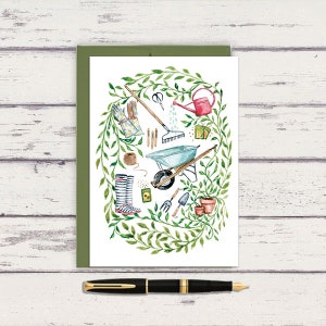 Cartão de felicitações de jardim 5x7/A7Card/Arte de jardim/Plantas em aquarela/Arte de plantas/Arte de jardim/Presente de jardim/Presente de jardim/Mãe/Dia das mães