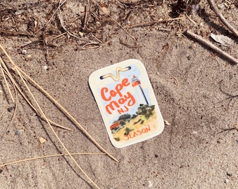 Cape May, NJ Beach Tag Sticker / artsy beach tag / vinyl Beach sticker / New Jersey Sticker / New Jersey gift