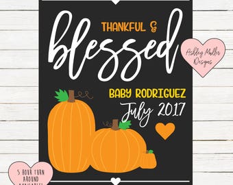 Thanksgiving Pregnancy Announcement Chalkboard Printable - Turkey Pregnancy Announcement Sign - Pregnancy Reveal - We're Expecting - Fall