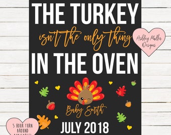 Thanksgiving Pregnancy Announcement Chalkboard Printable - Turkey Pregnancy Announcement Sign - Pregnancy Reveal - We're Expecting - Fall