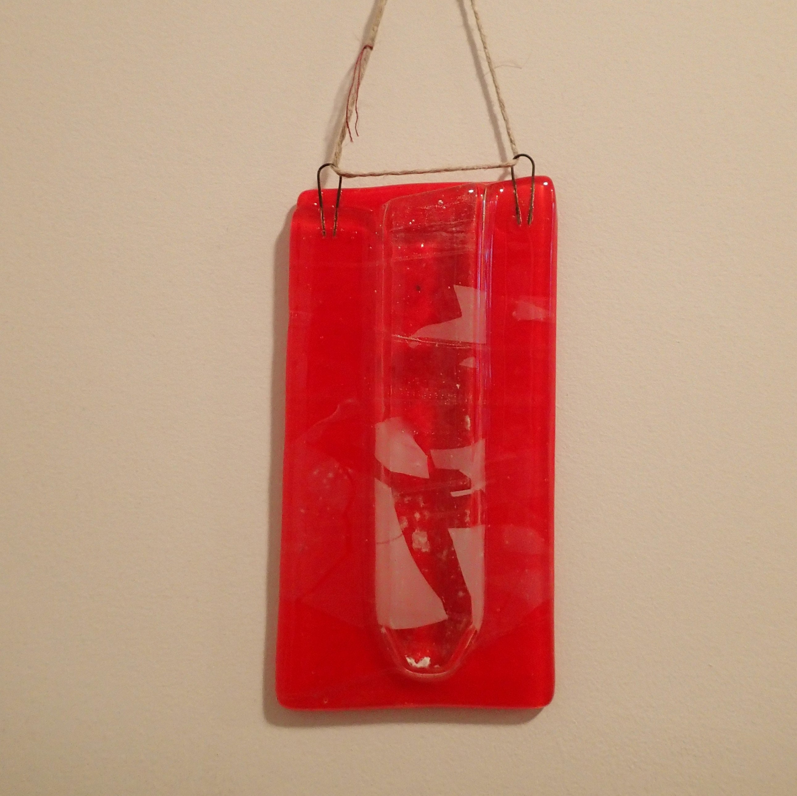Bright Red Fused Glass Bud Vase Wall Pocket Vase Etsy