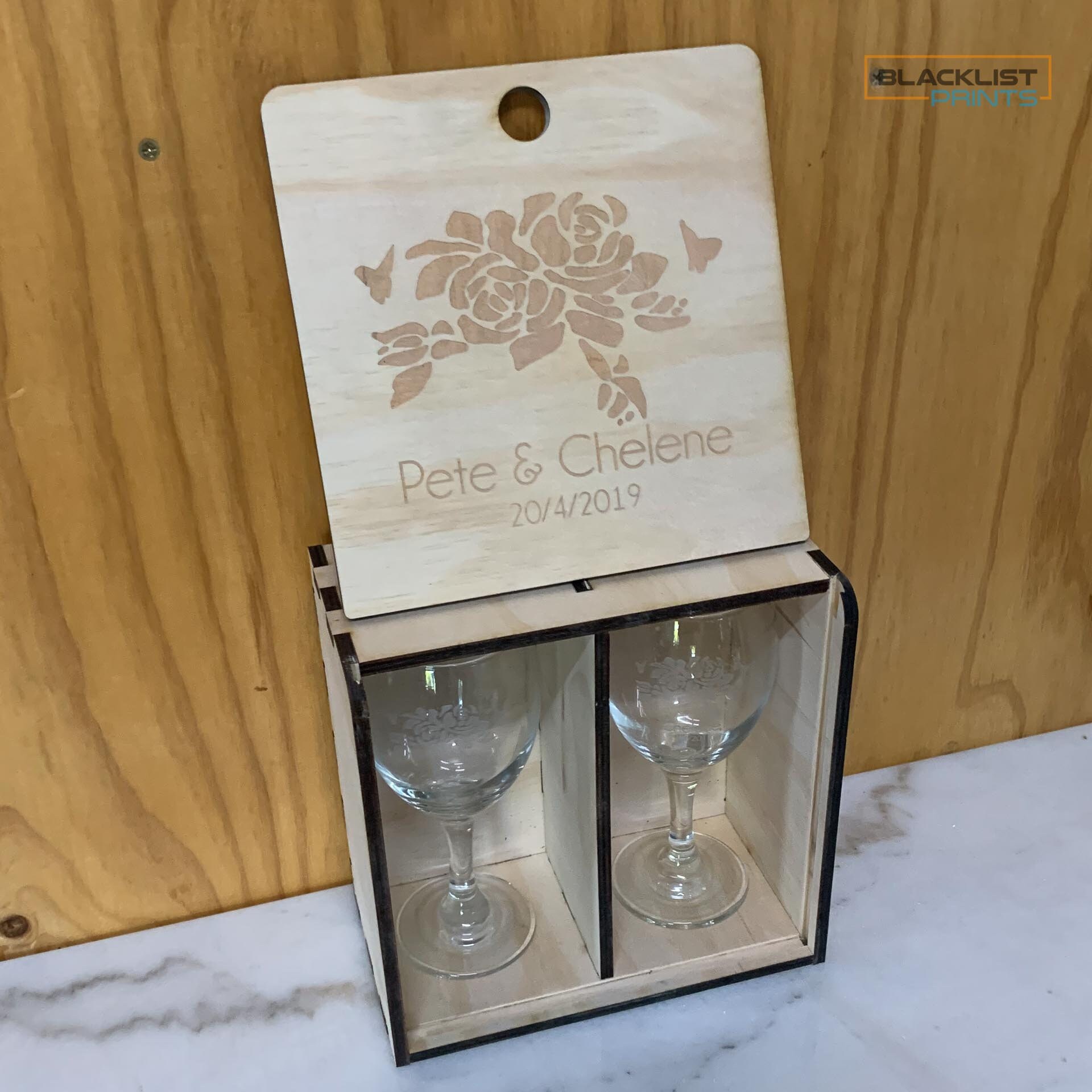 Schooner and Wine Glasses Box Wedding Gift Glass and Box Etsy