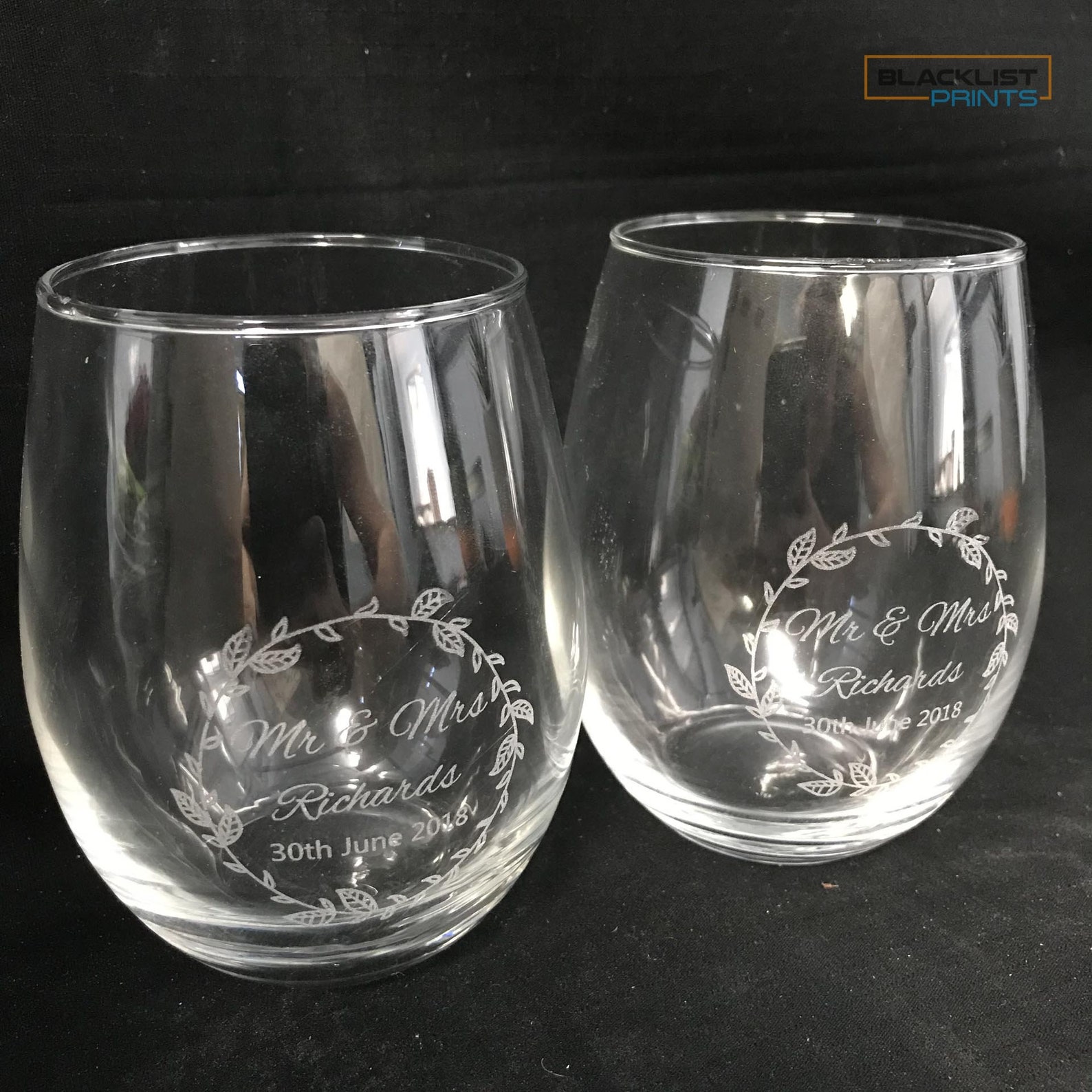 Engraved Stemless Wine Glass Engrave Wine Glass Bridal Etsy