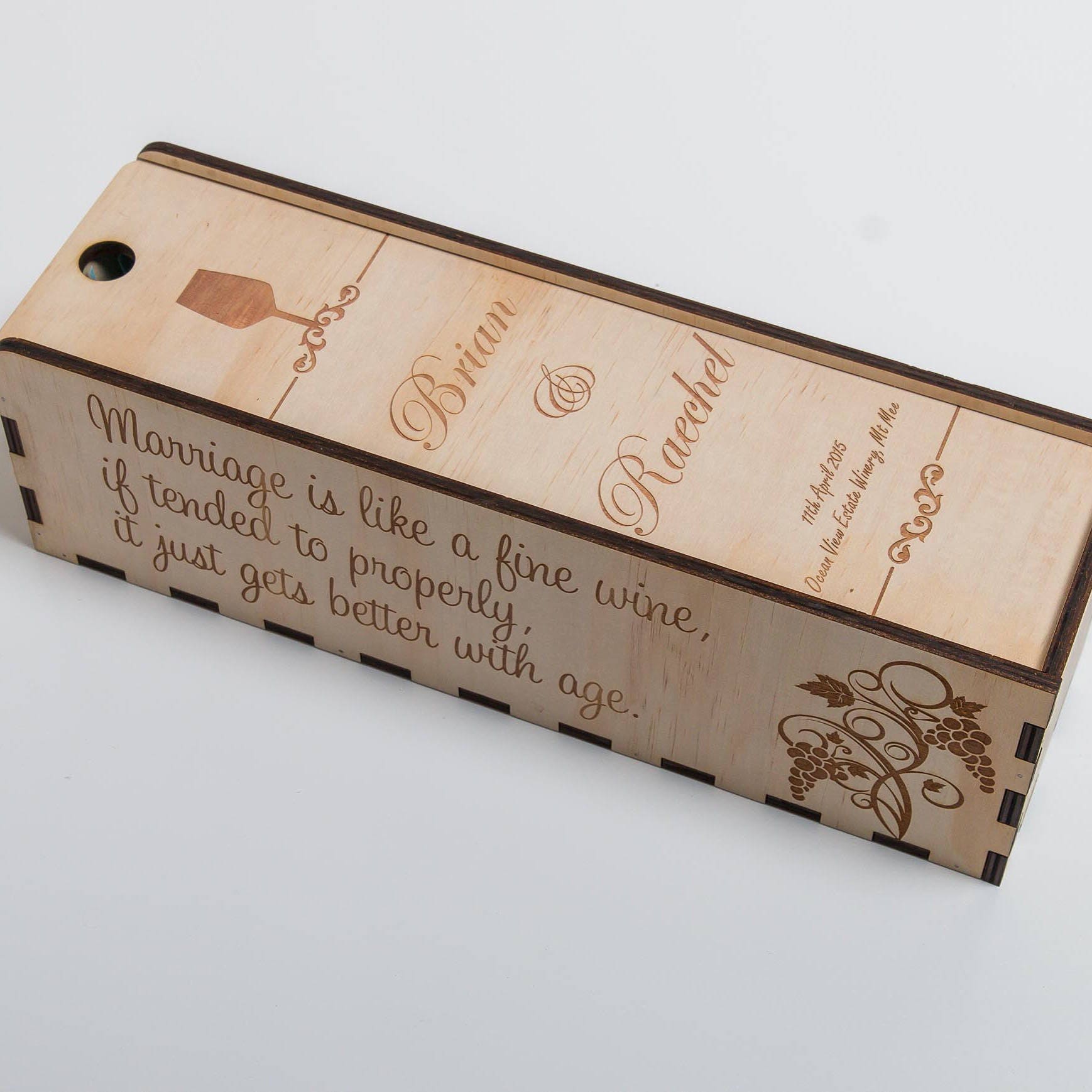 Wooden Wine Box Single Bottle Laser Engraved Etsy Australia