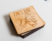 Personalised Wooden Engraved Coasters - For the Bar - Custom - Made to Order