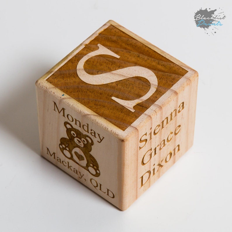 Wooden Baby Block Engraved Baby Block Baby Gift Etsy