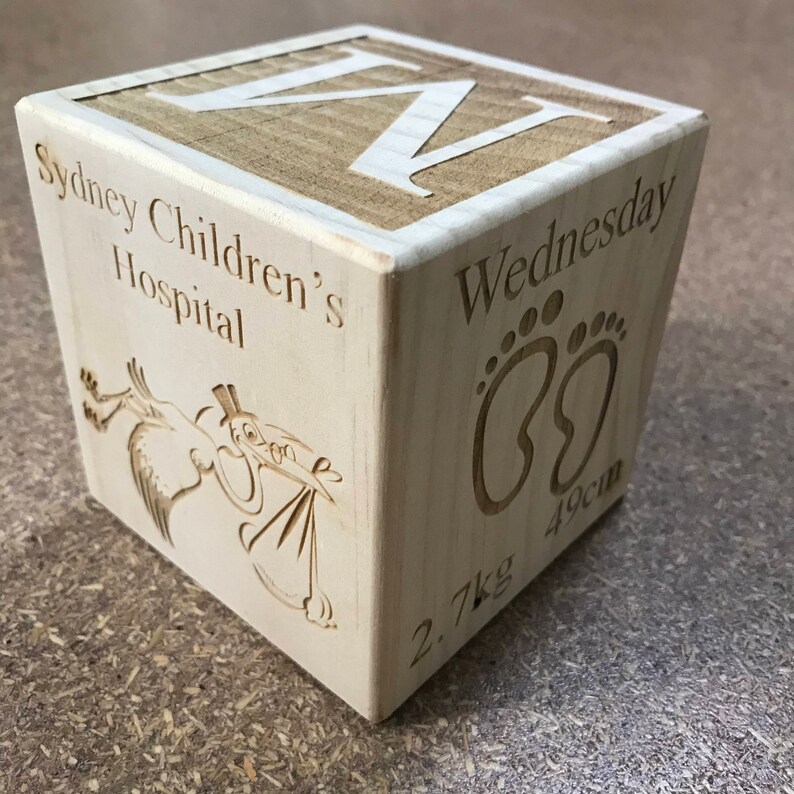 Wooden Baby Block Engraved Baby Block Baby Gift Etsy