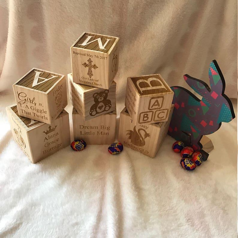 Wooden Baby Block Engraved Baby Block Baby Gift Etsy Australia