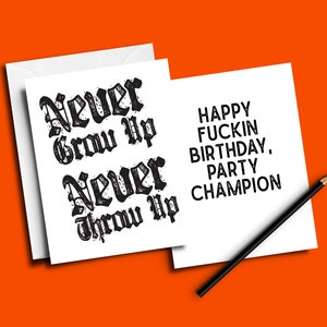 Carte d'anniversaire « Never Grow Up Party Champion »
