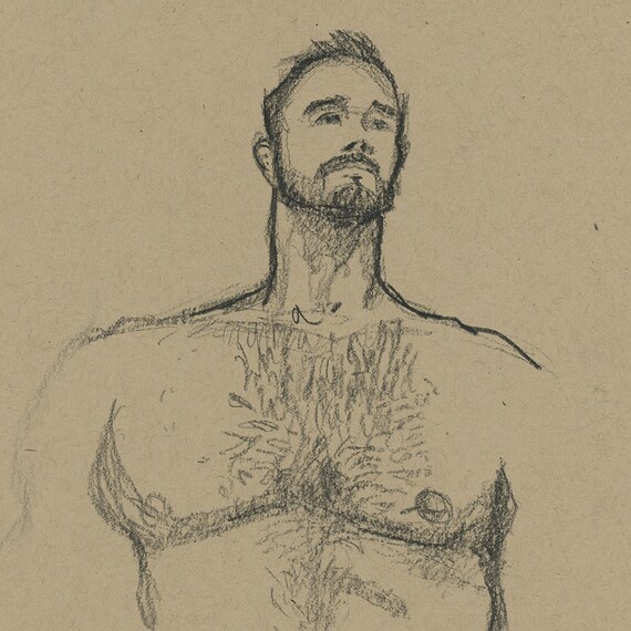 Handsome Guys Face And Chest Sketch