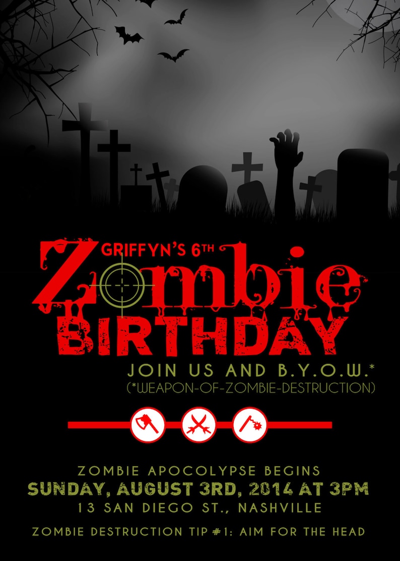 Zombie Birthday Invitation | Etsy