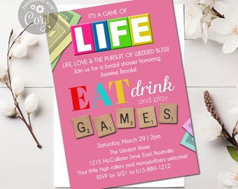 Editable Bridal Shower Invitation, Game Night Invitation, Game Night, Couples Game Night, Couples Shower Invite, Coed Shower, Birthday Party