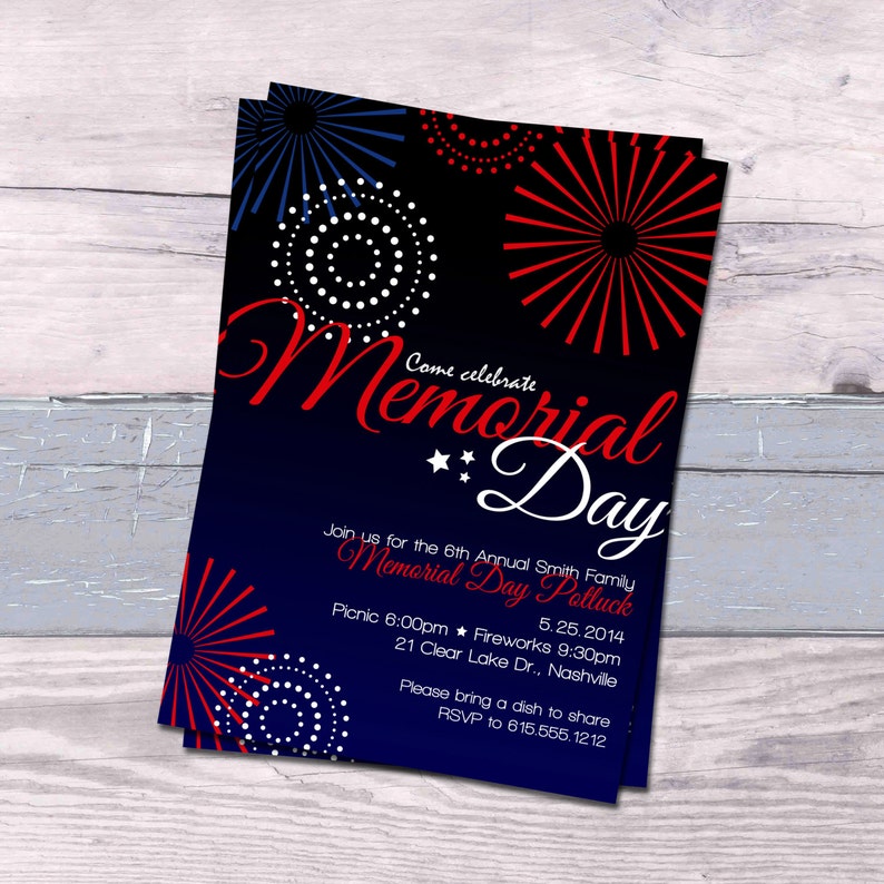 Memorial Day Invitation Etsy