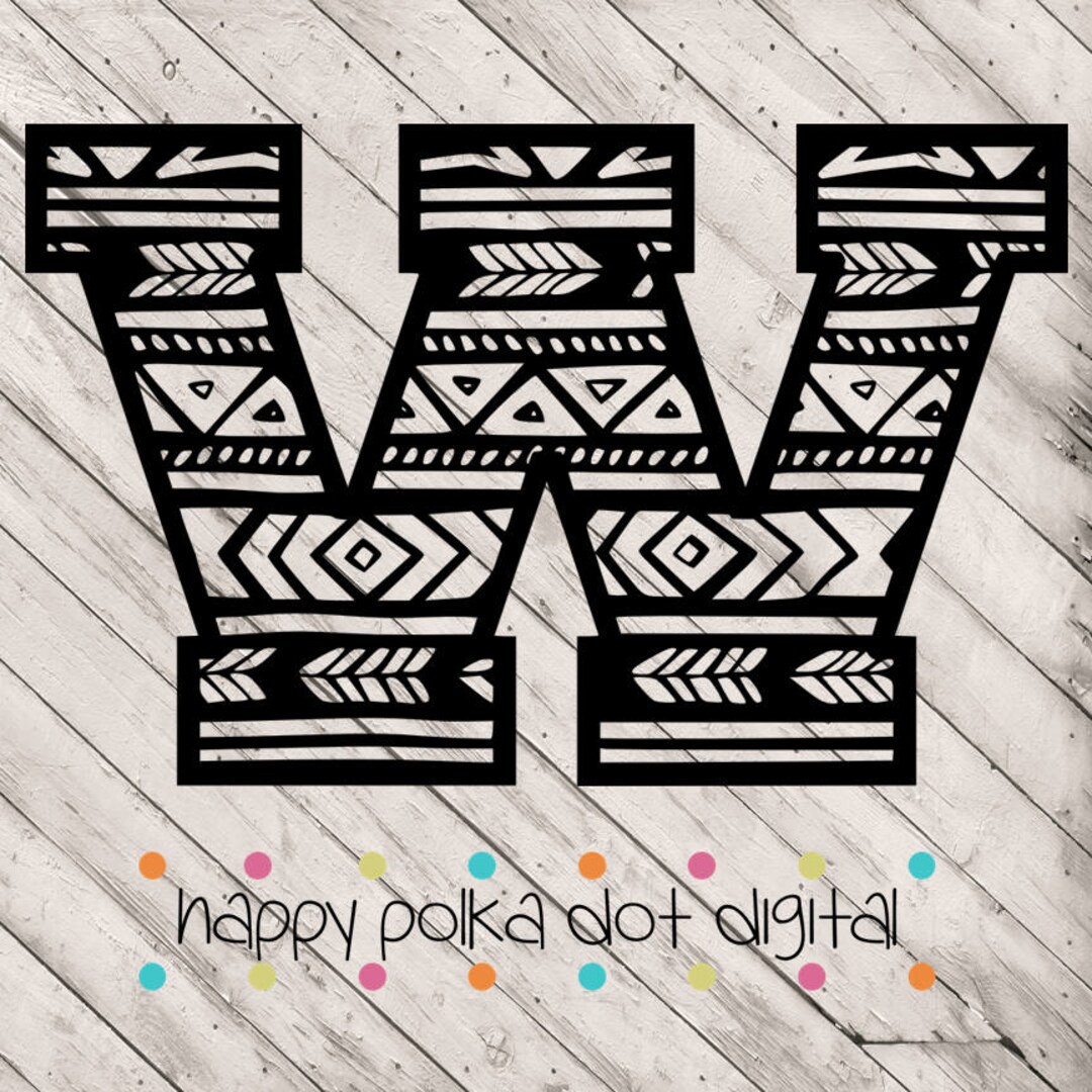 Aztec Letter W SVG Digital Cutting File for Silhouette Cameo - Etsy