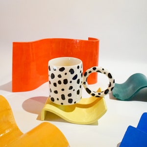 LUX EROS Dalmatian Mug | Handmade Pottery | Coffee Mug | Modern Tea Mug | Ceramics | Tea Mug | Large Ceramic Mug Active
