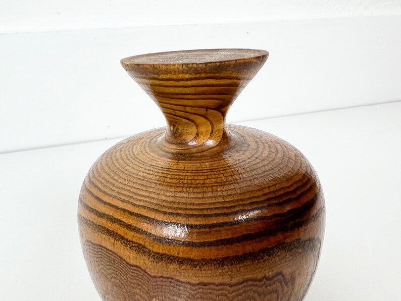 Small Vintage Turned Oak Wood Budvase image 5