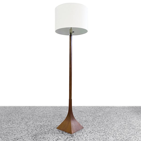 Vintage Brasilia Style Walnut Floor Lamp