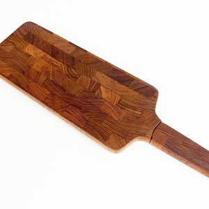 Dansk End Grain Teak Paddle Shaped Serving Board with Built in Knife image 3