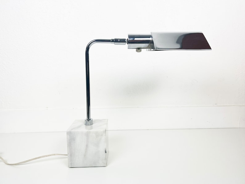 Koch and Lowy Marble Base Chrome Table Lamp image 2