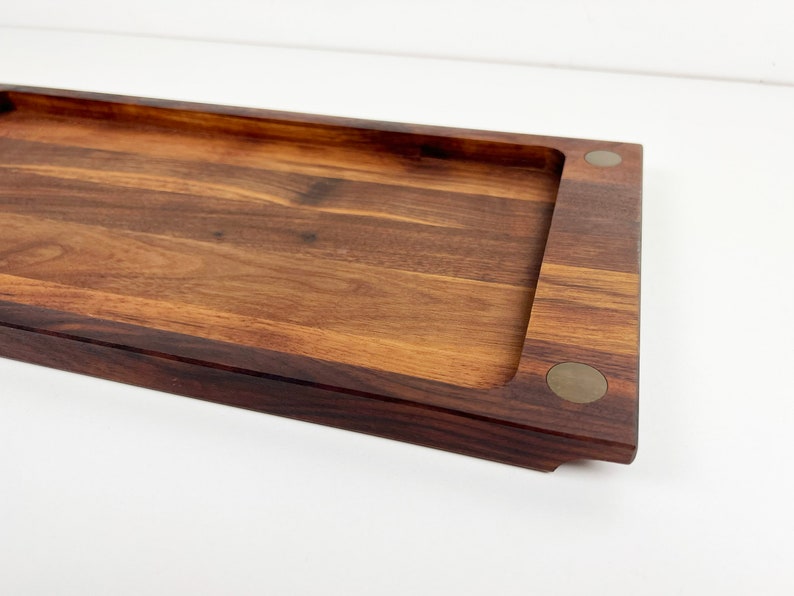 Vintage Walnut and Brass Serving Tray by Ernest Sohn image 6